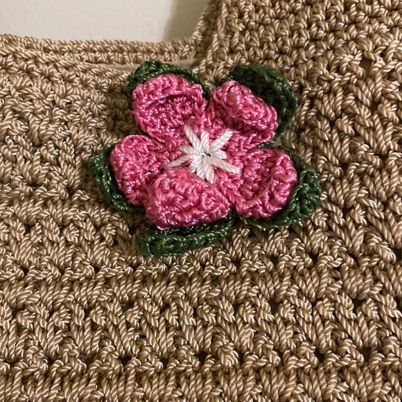 The Sak Crochet Tote with Pink Appliqué EC, perfect for Spring! - Picture 4 of 14